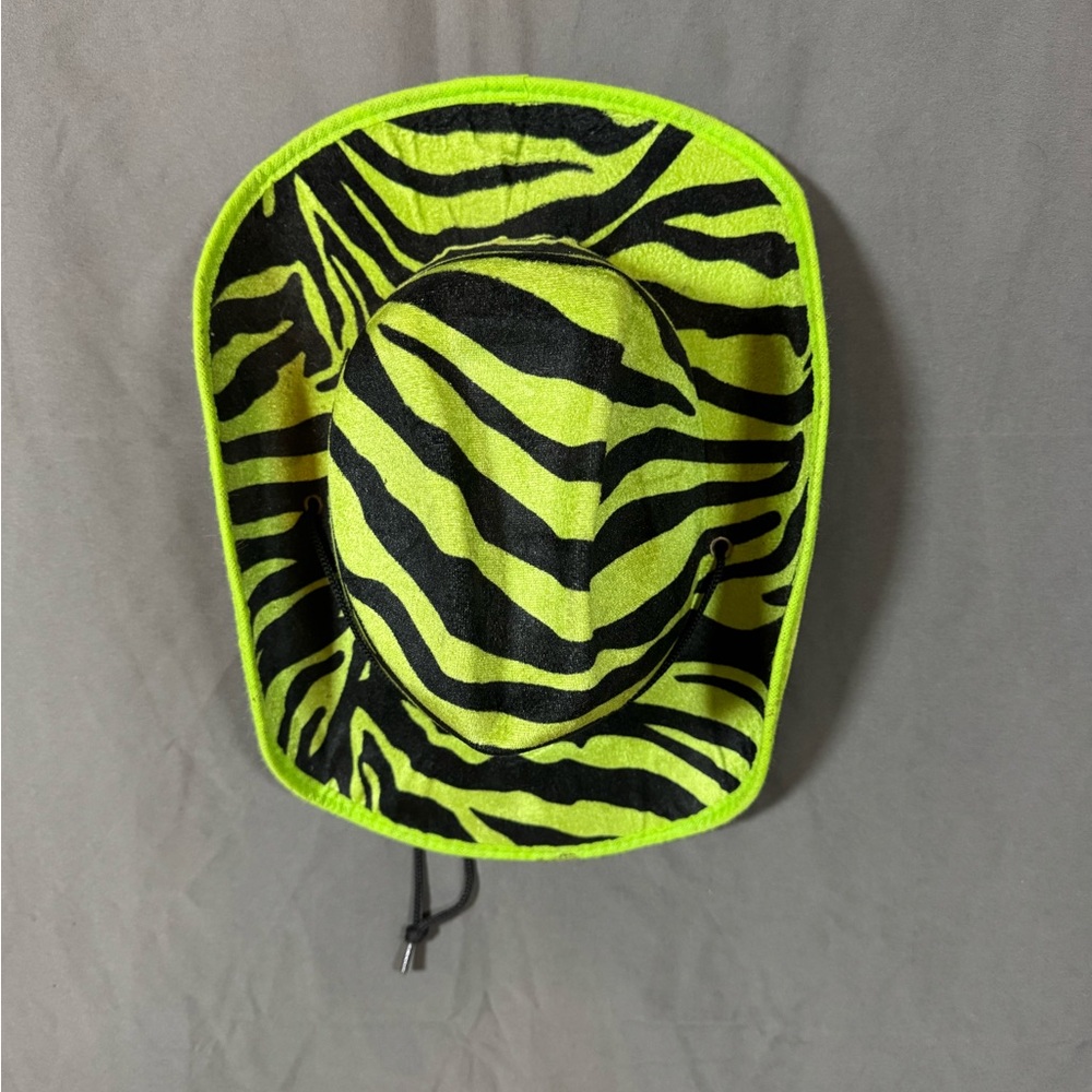 Neon Green Zebra Print Cowboy Hat